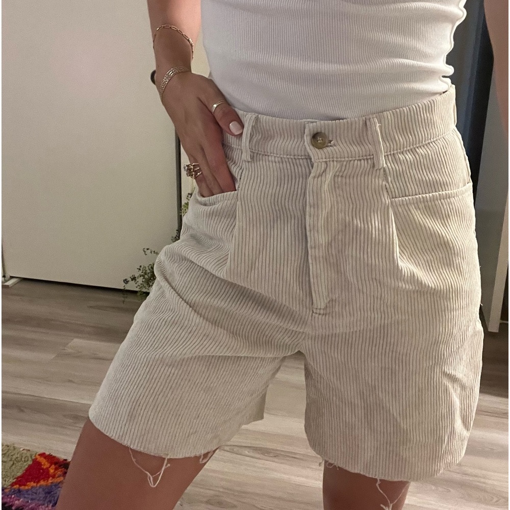 Cream corduroy shorts from Princess Polly